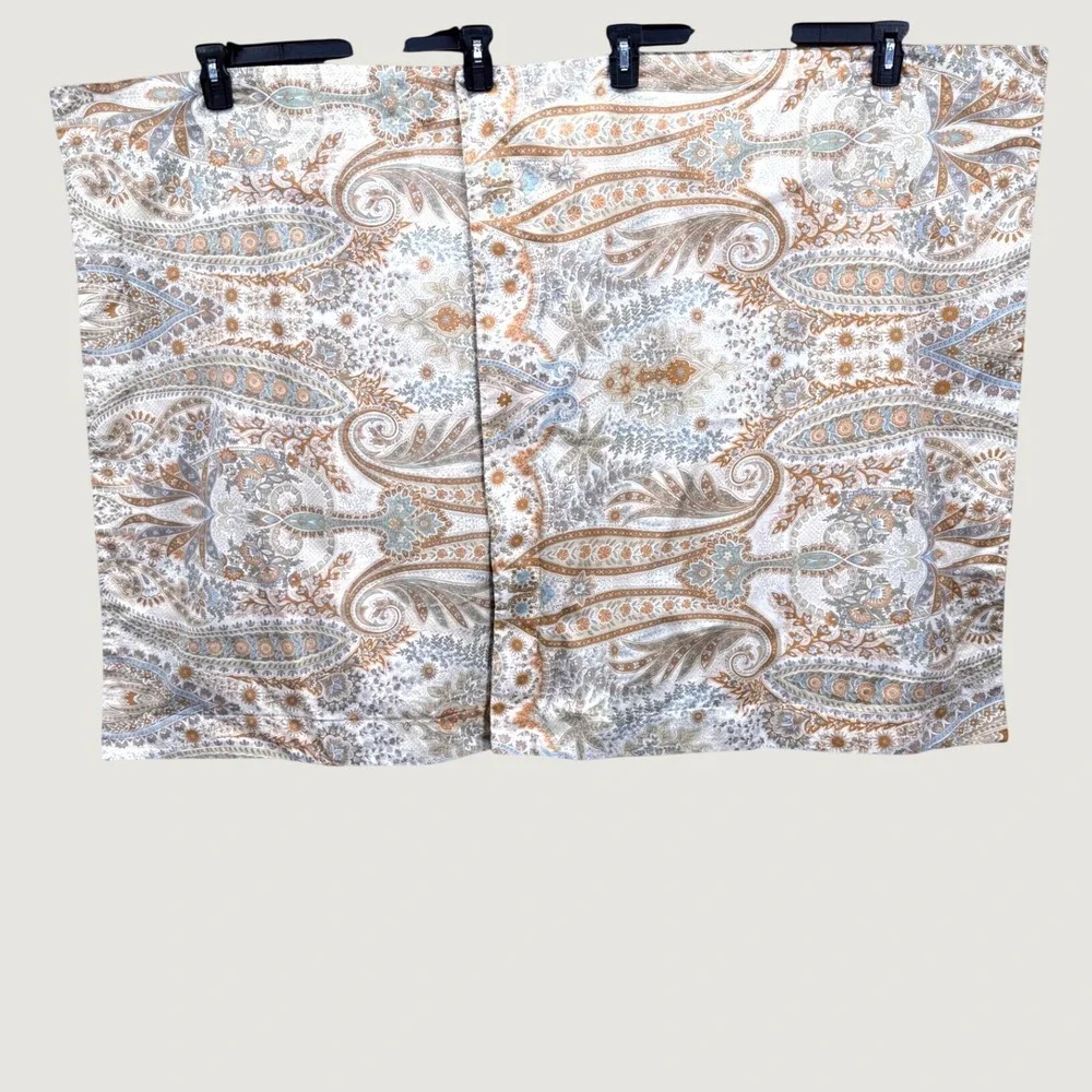 Pottery Barn Blythe Paisley Pillow Sham Standard Set 2 Cream Blue Tan Cotton